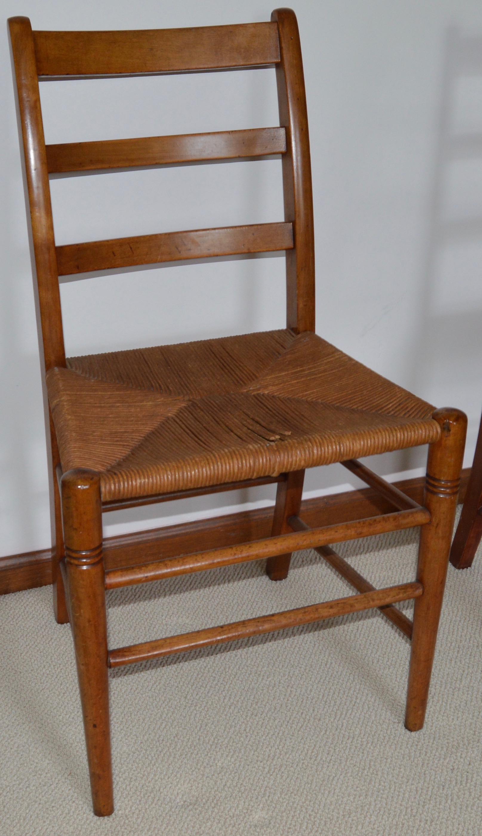 Ladderback Side Chairs With Rush Seats