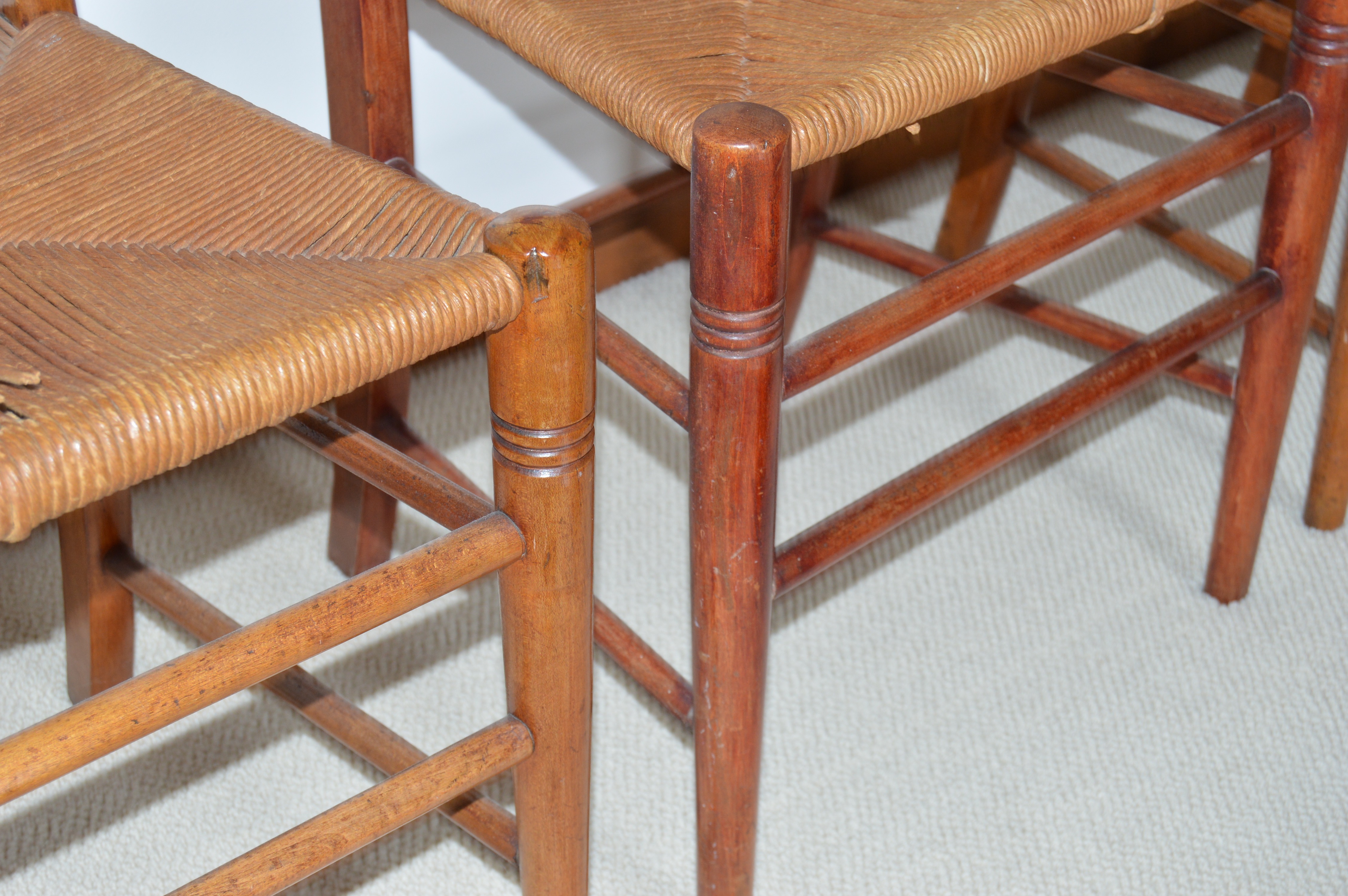 Ladderback Side Chairs With Rush Seats