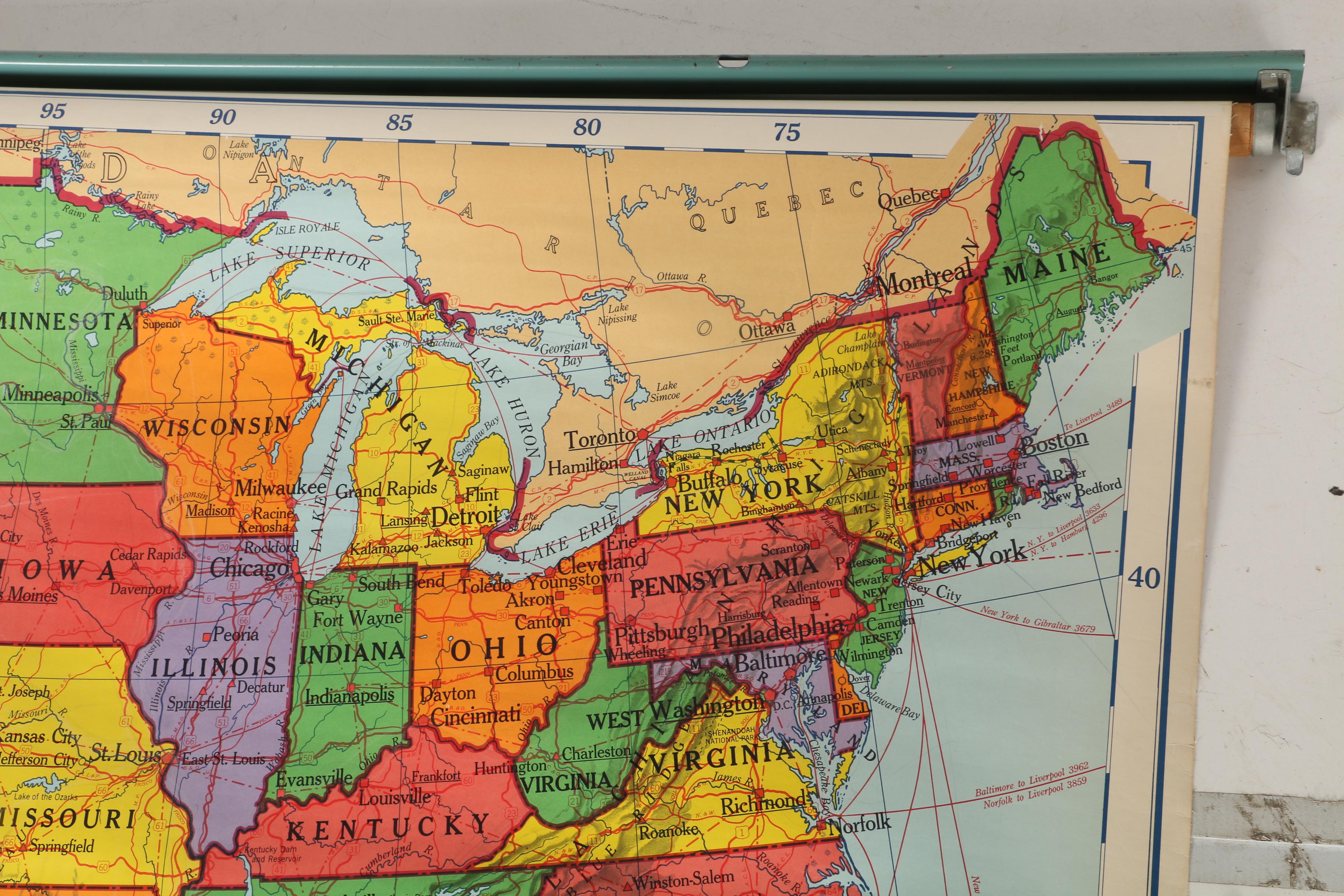 1956 Classroom Map of United States by A.J. Nystrom & Co.