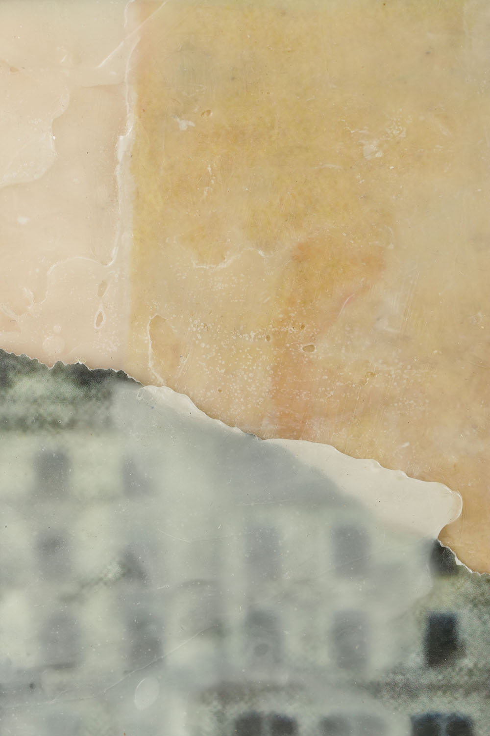 Kim Flora Encaustic and Collage on Panel "View from a Canal"