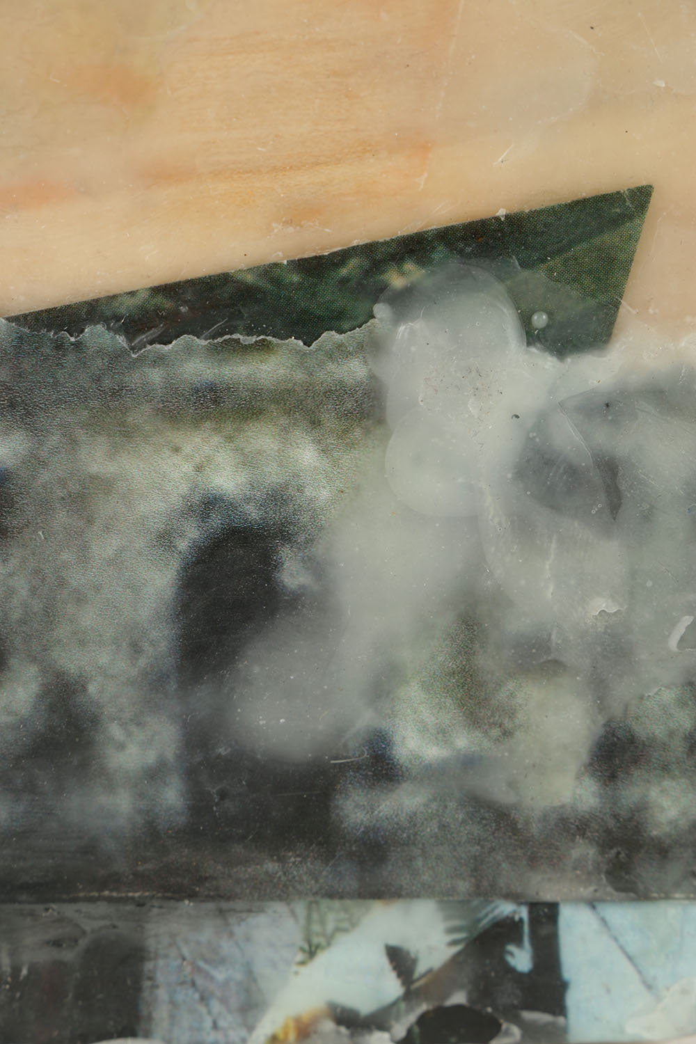 Kim Flora Encaustic and Collage on Panel "View from a Canal"