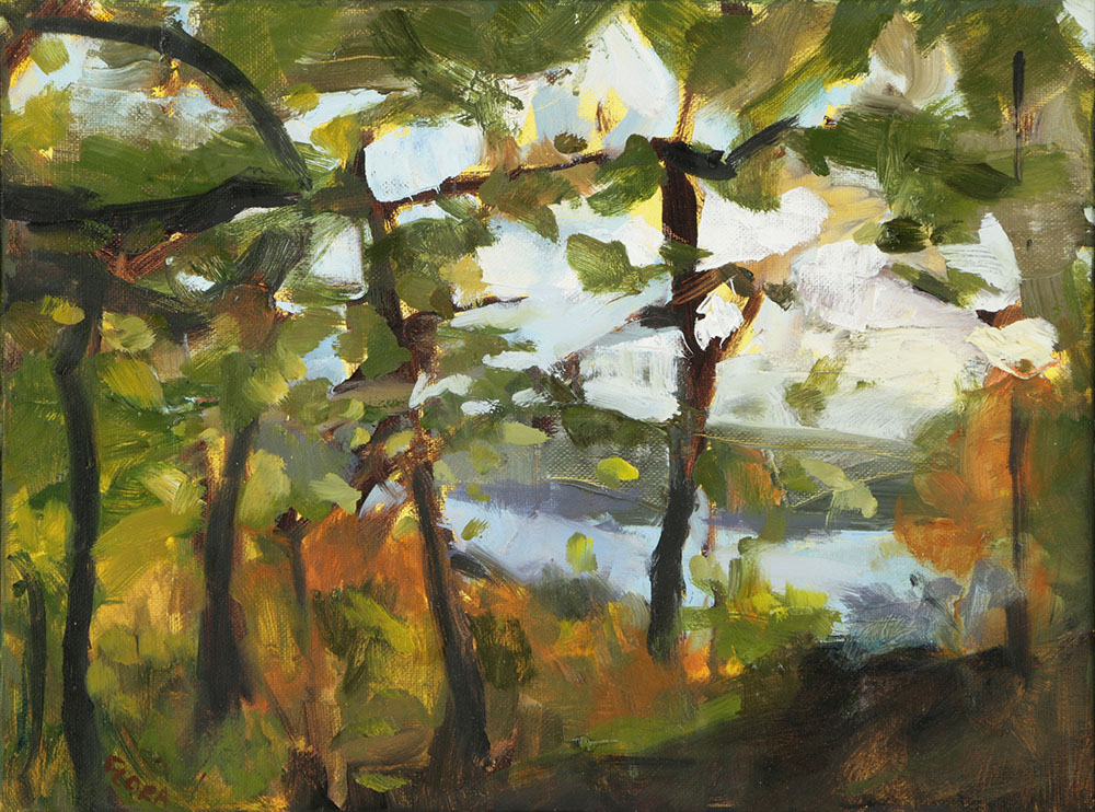 Kim Flora Oil Painting on Canvas "Eden Park Study (of the Ohio River) "