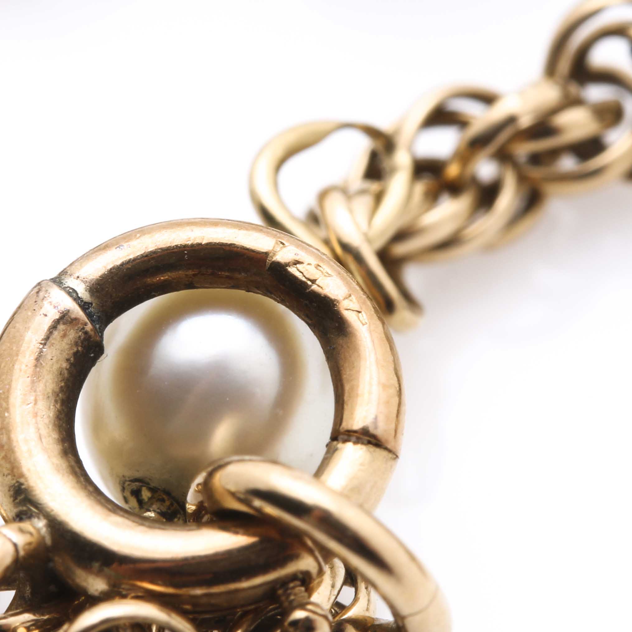 14K Yellow Gold and Cultured Pearl Bracelet