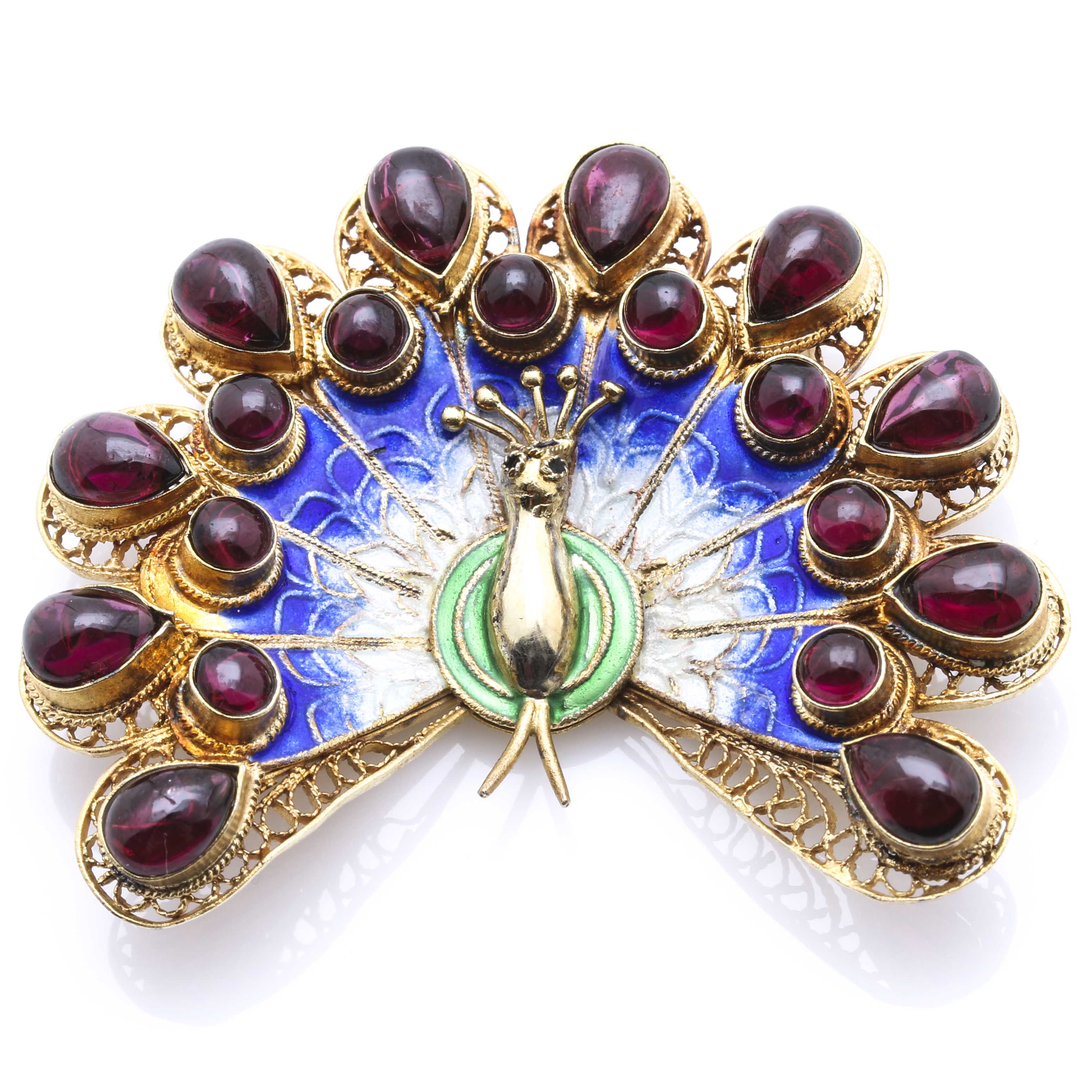 Sterling Silver Peacock Brooch and Costume Fly Pin