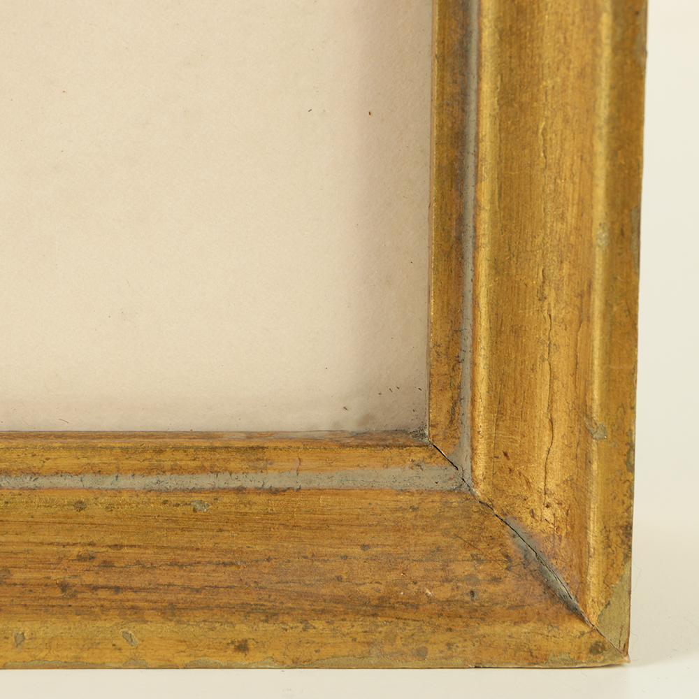 Watercolor Painting on Paper Collage with Wood and Gilt Frame