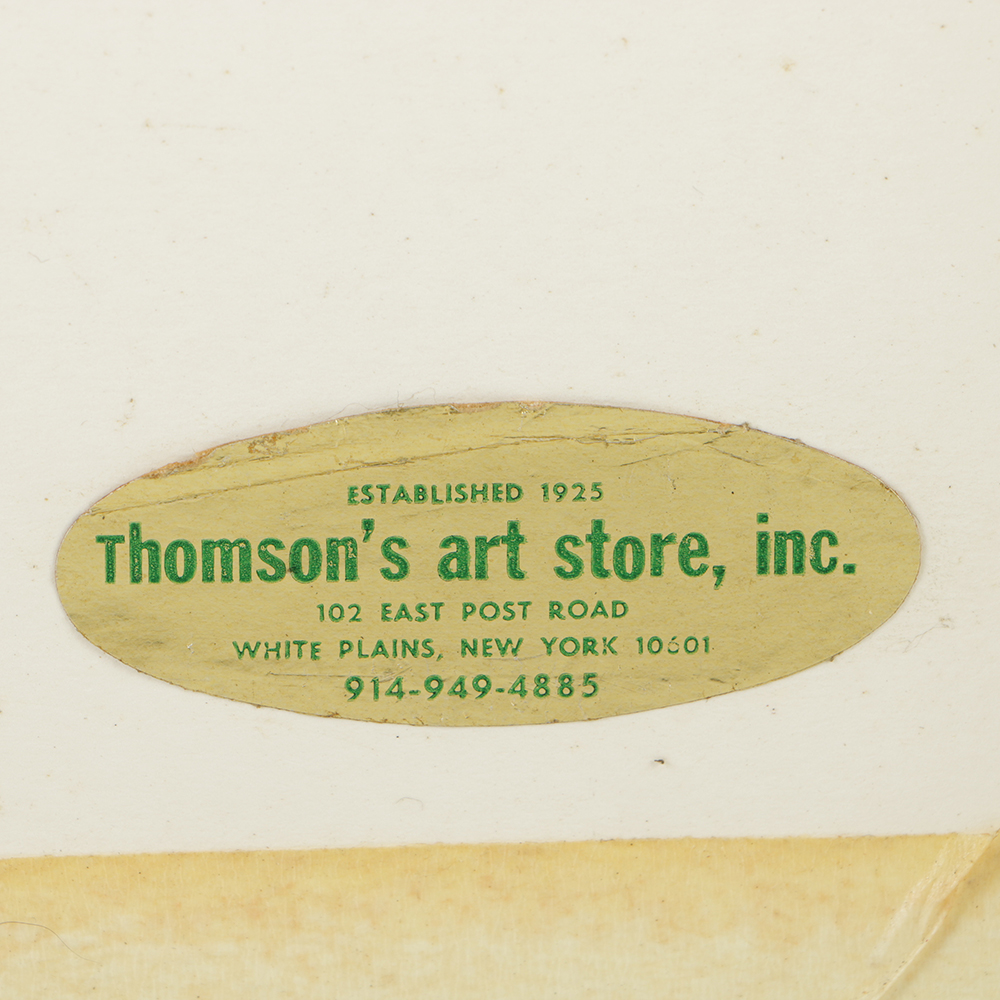 Watercolor Painting on Paper Collage with Wood and Gilt Frame