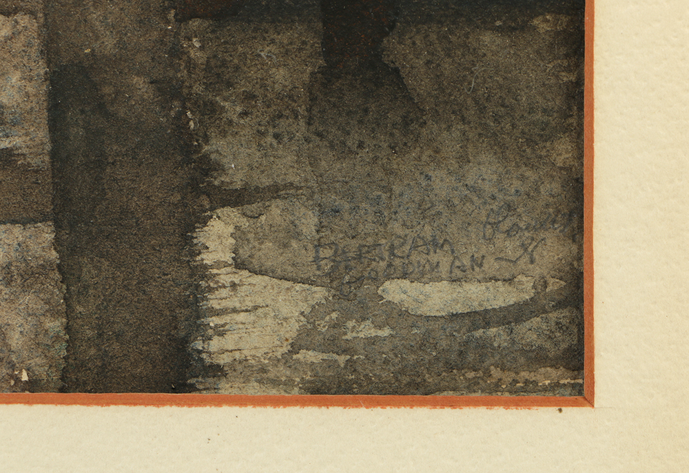 Bertram Goodman Watercolor with Carved Wood and Gilt Frame