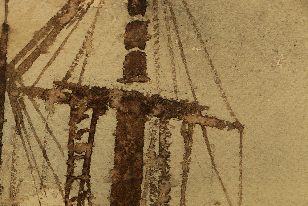 Bertram Goodman Watercolor with Carved Wood and Gilt Frame