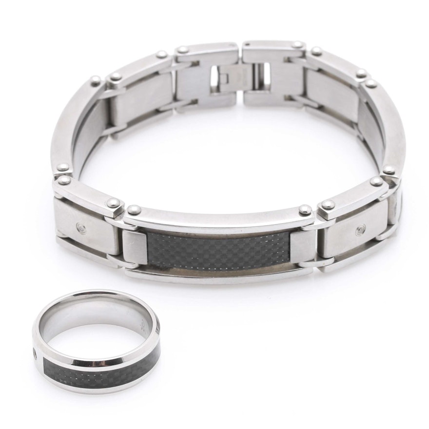 Stainless Steel Men's Bracelet and Ring