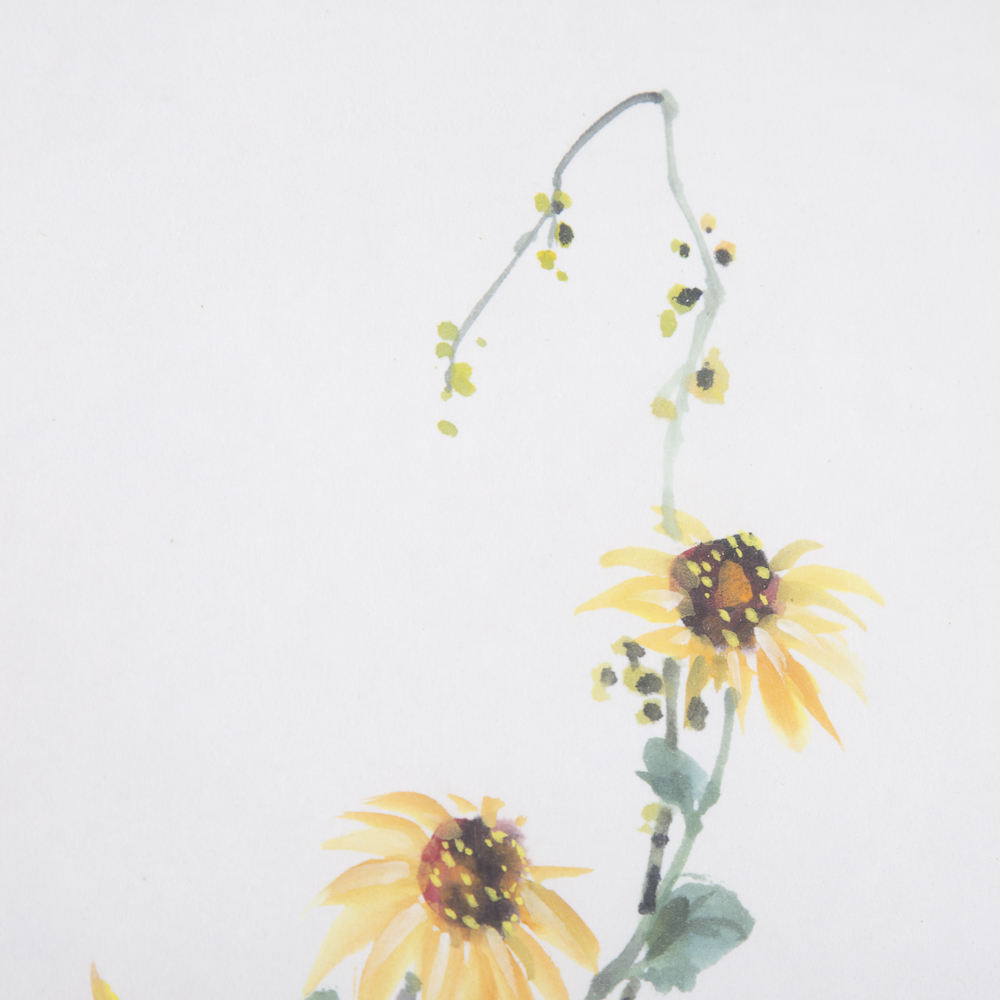 Asian Gouache Floral Still Life Pair