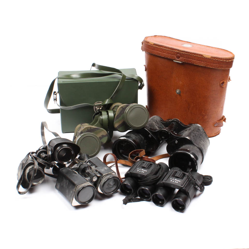 Binoculars Collection Including Official Boy Scouts and L.L. Bean