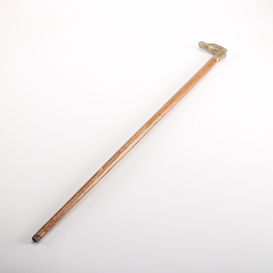 Vintage Cane With Brass Horse Head Handle