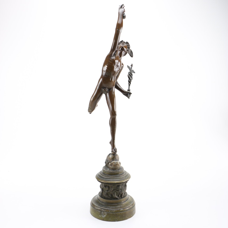 Spelter Sculpture after Giovanni Bologna's "Mercury"