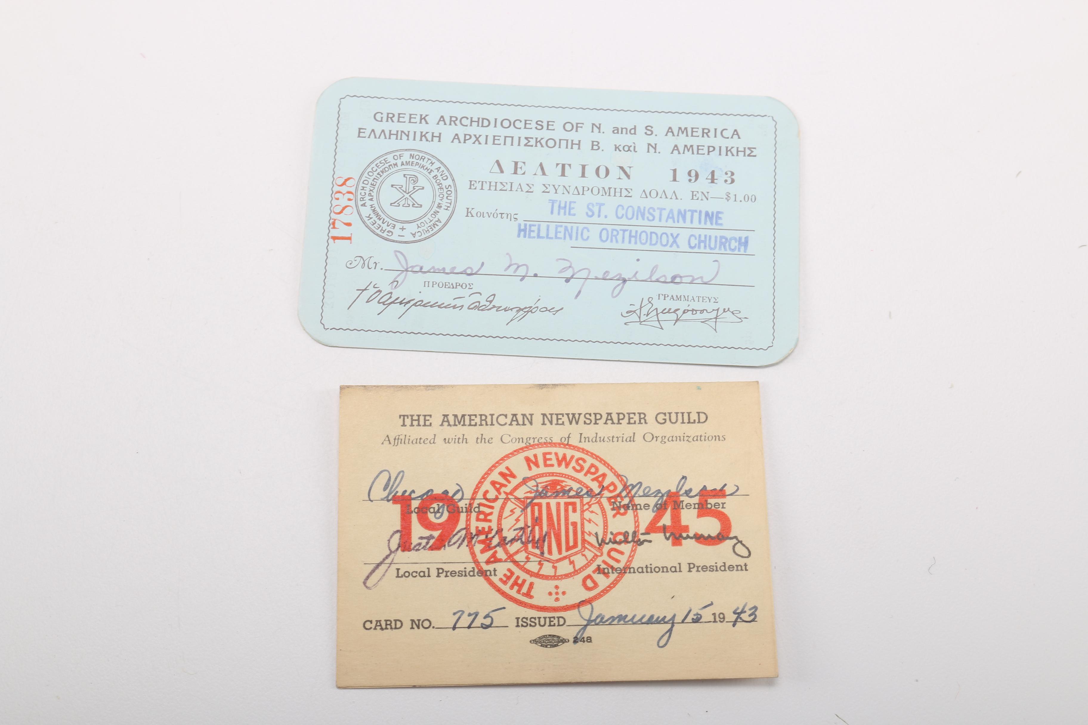 Press Passes From Various States and Pins