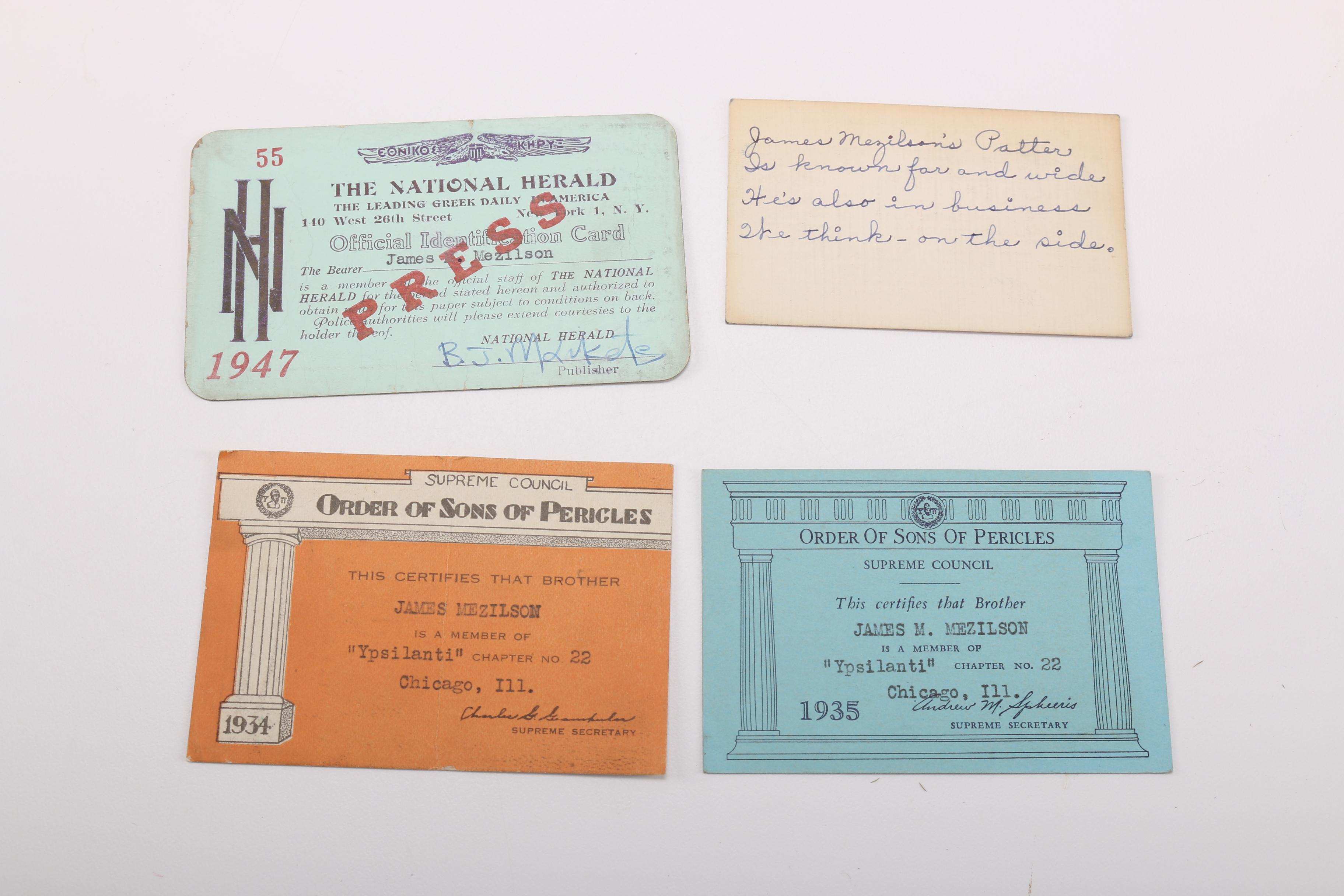 Press Passes From Various States and Pins