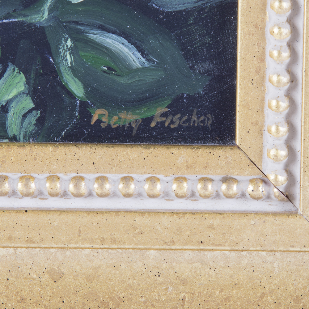 Betty Fischer Oil On Board Still Life of Magnolia Blossoms