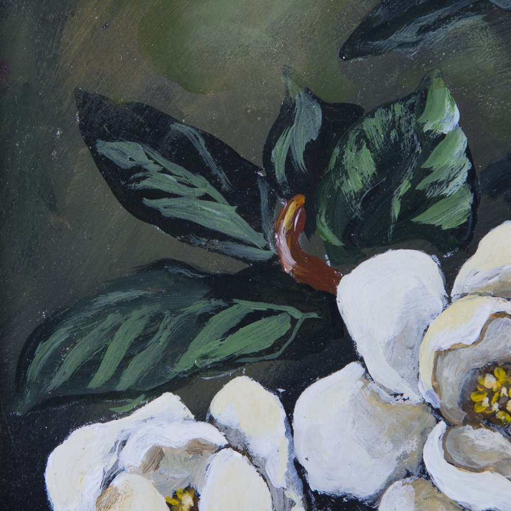 Betty Fischer Oil On Board Still Life of Magnolia Blossoms