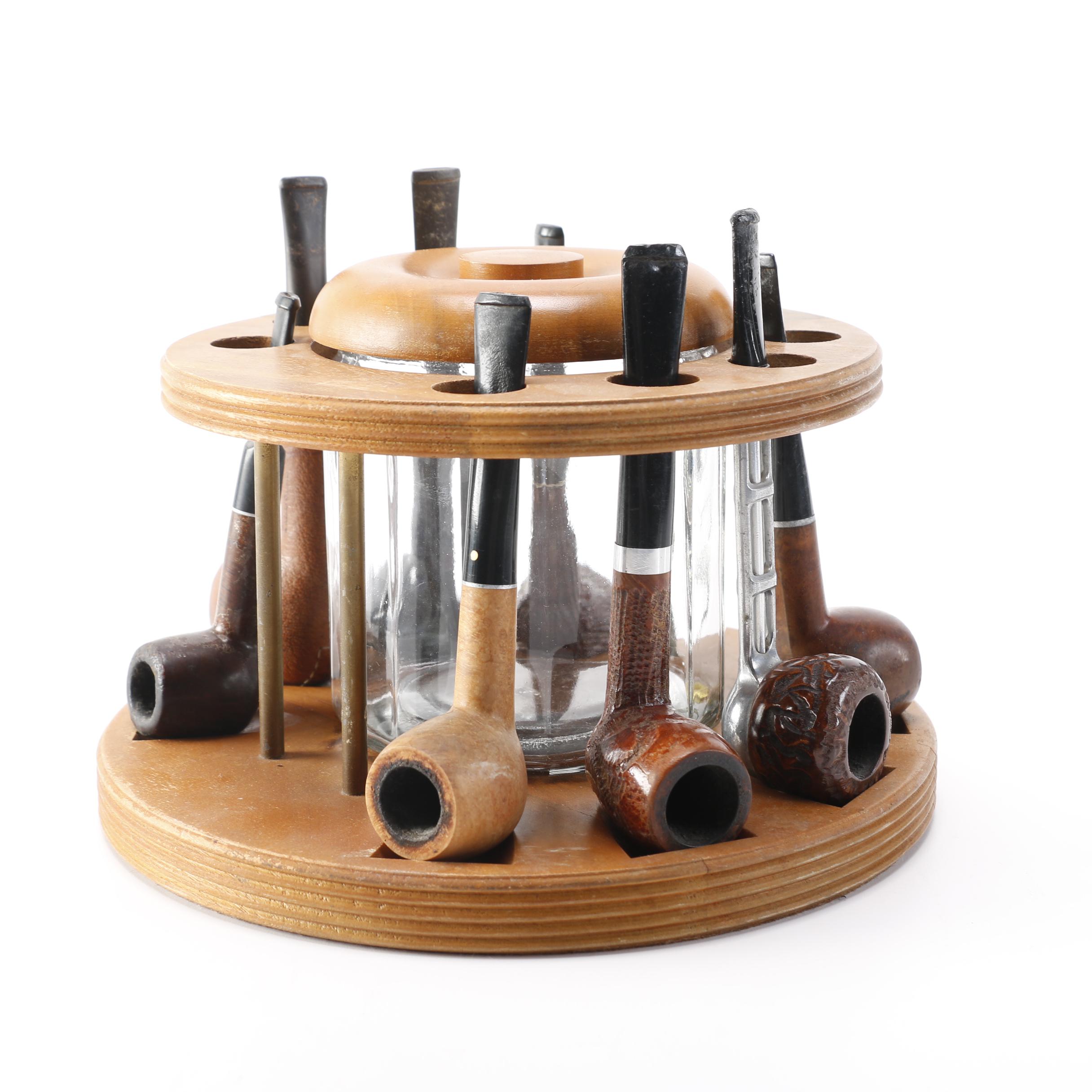 Decatur Industries Humidor and Pipe Rack With Pipe Collection