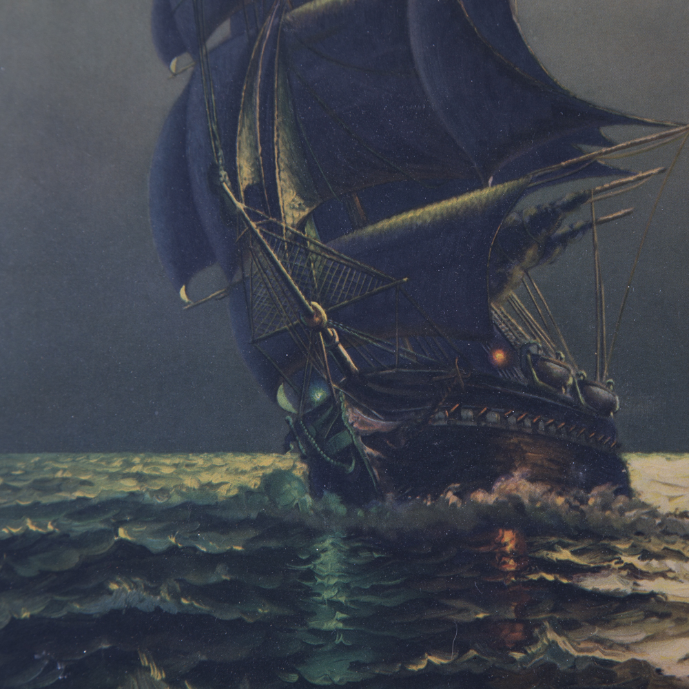 After Richard Dey De Ribcowsky Offset Lithograph Titled "Old Ironsides"
