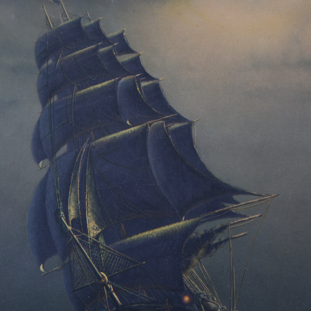 After Richard Dey De Ribcowsky Offset Lithograph Titled "Old Ironsides"