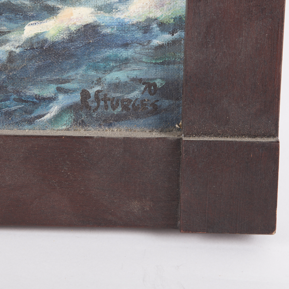 R. Sturges Oil On Board Painting Depicting Three Masted Ship