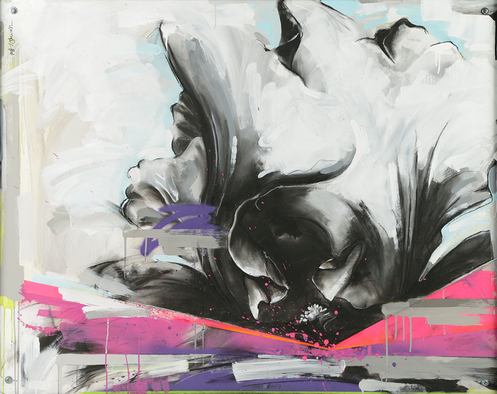 Jeff & John Winkle Mixed Media on Board "Irises & Elephants"