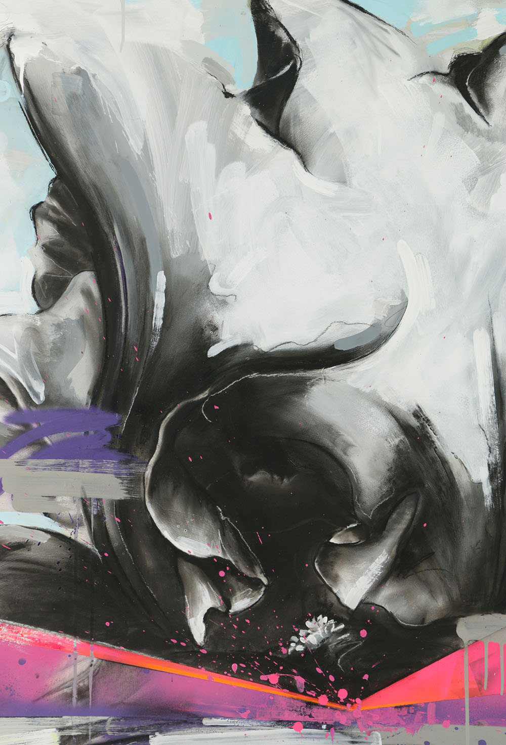 Jeff & John Winkle Mixed Media on Board "Irises & Elephants"