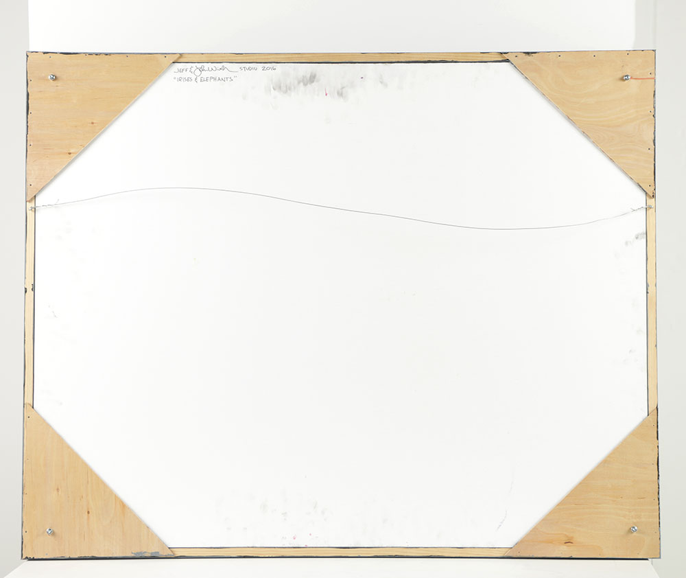 Jeff & John Winkle Mixed Media on Board "Irises & Elephants"