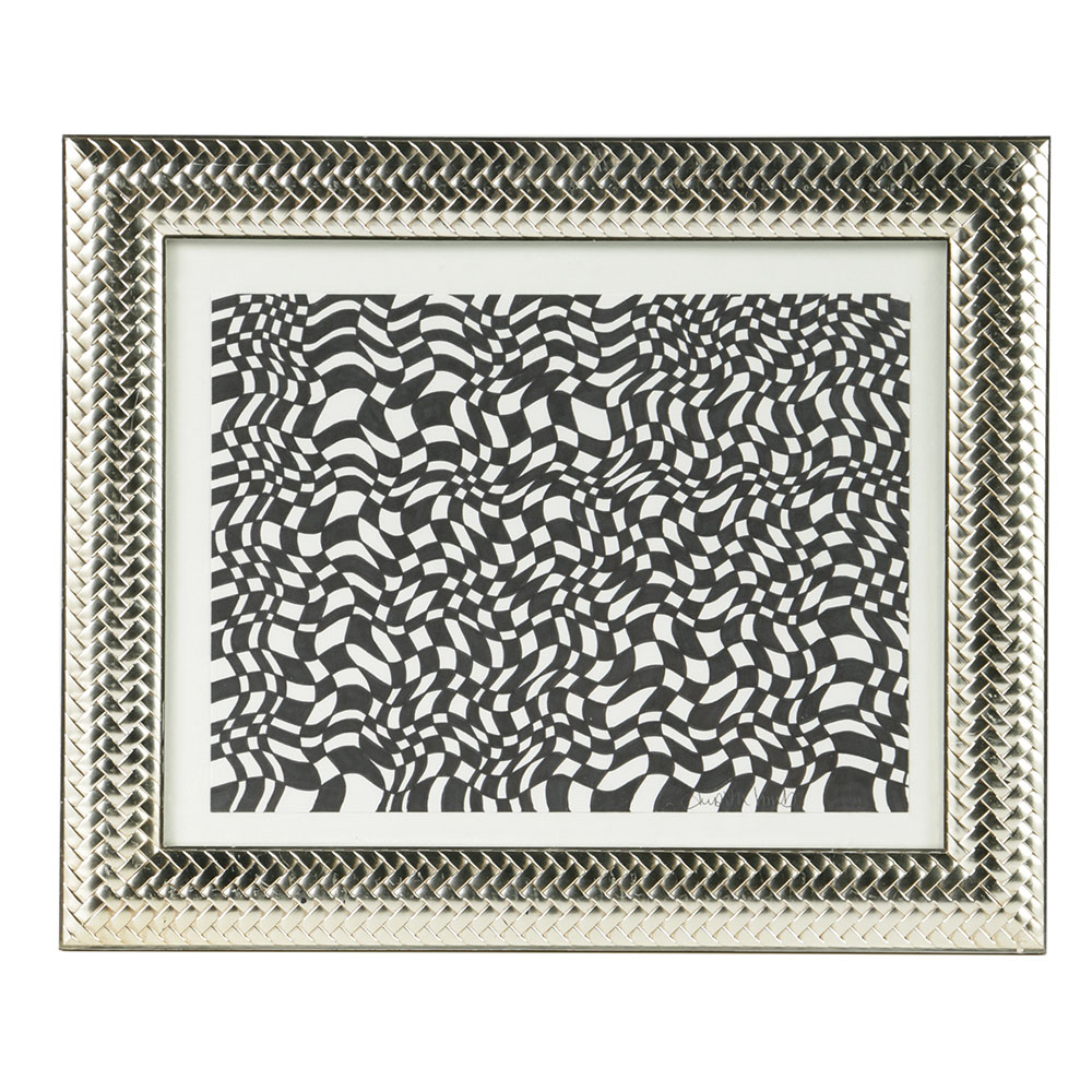 Judith Lamb Ink Drawing on Paper Op Art Style