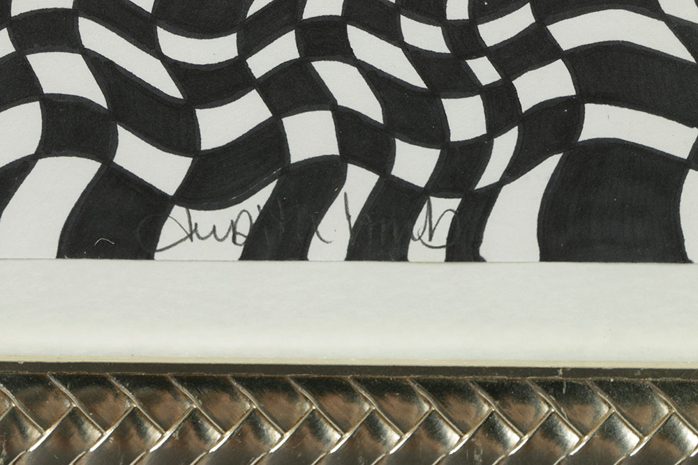 Judith Lamb Ink Drawing on Paper Op Art Style