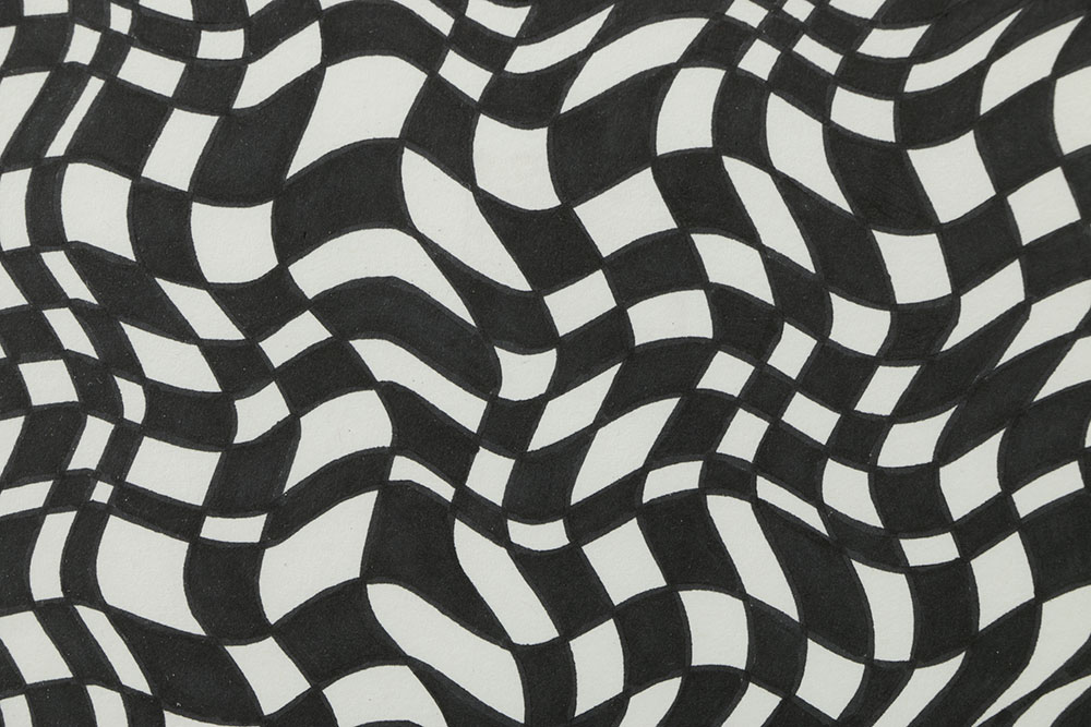 Judith Lamb Ink Drawing on Paper Op Art Style