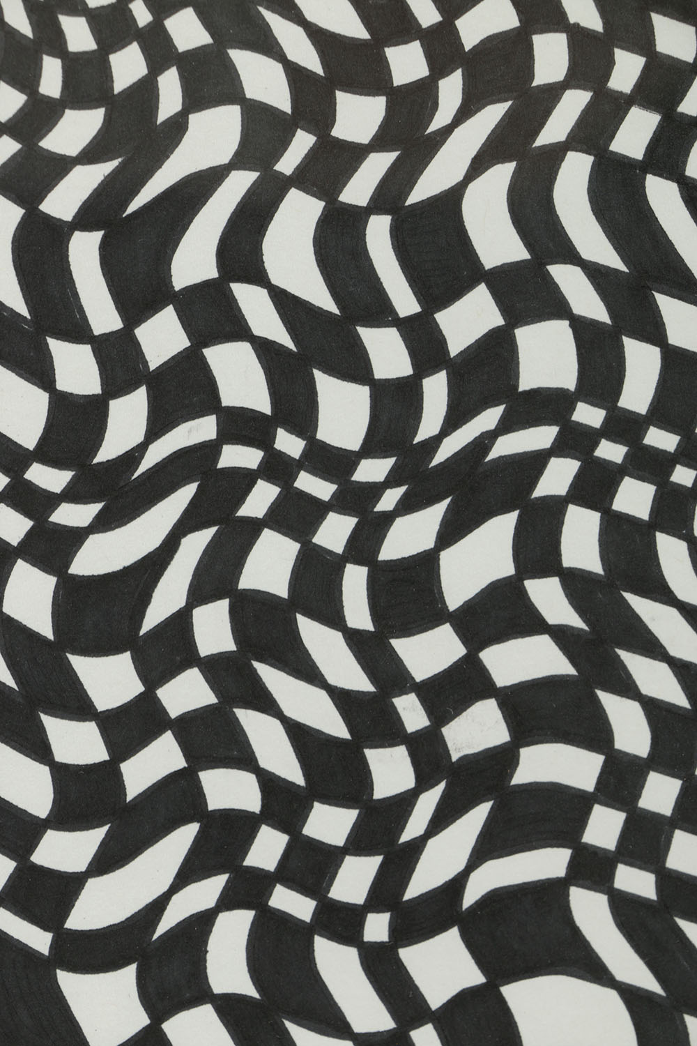 Judith Lamb Ink Drawing on Paper Op Art Style