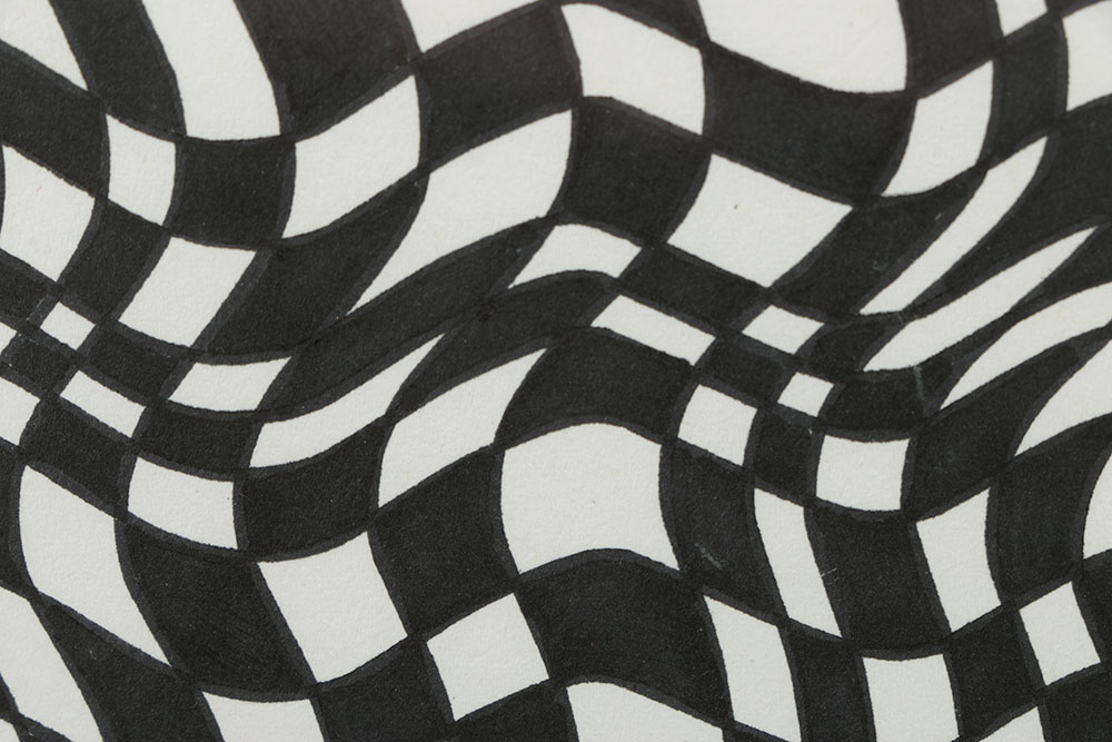Judith Lamb Ink Drawing on Paper Op Art Style