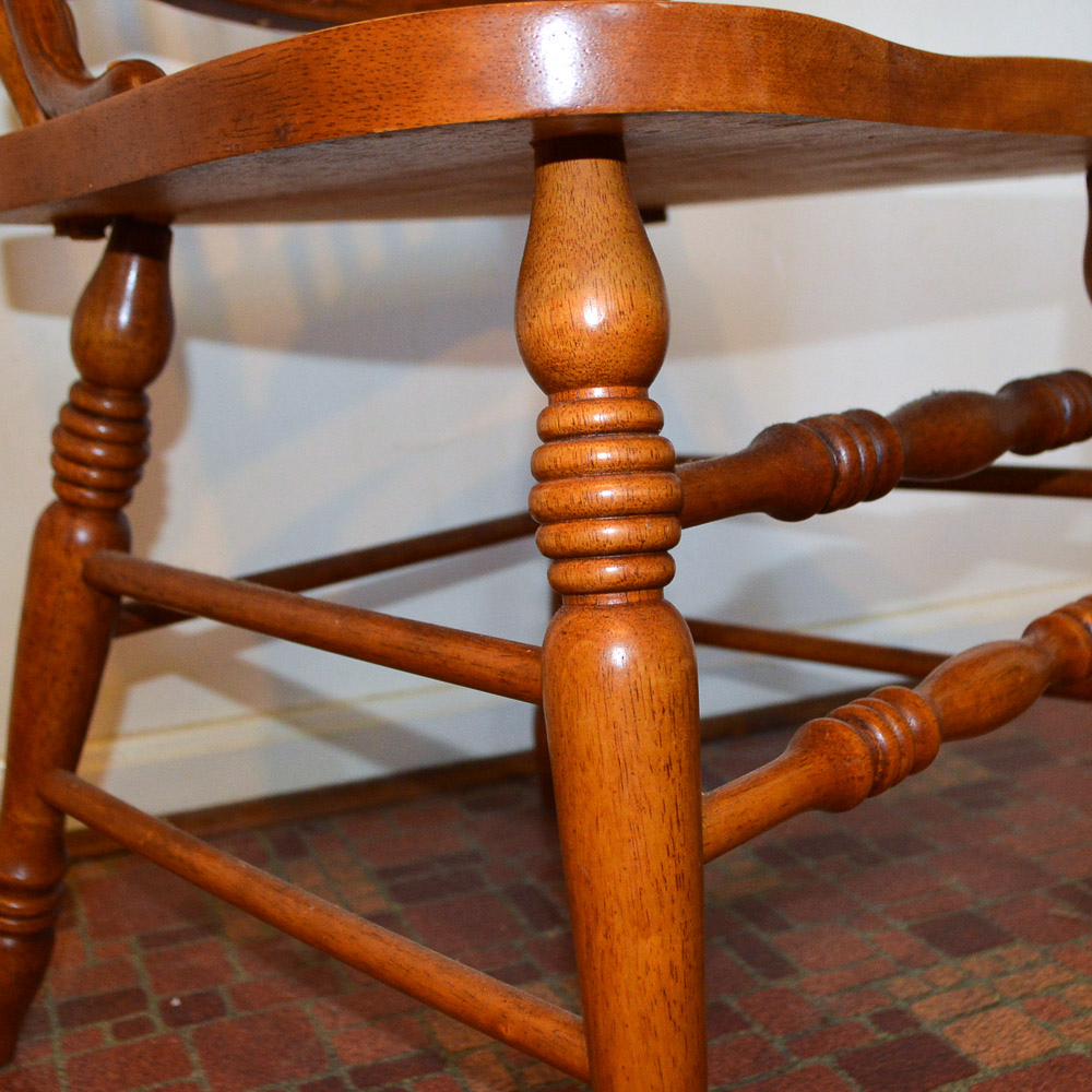 Contemporary Oak Dining Table and Six Pressed Back Chairs