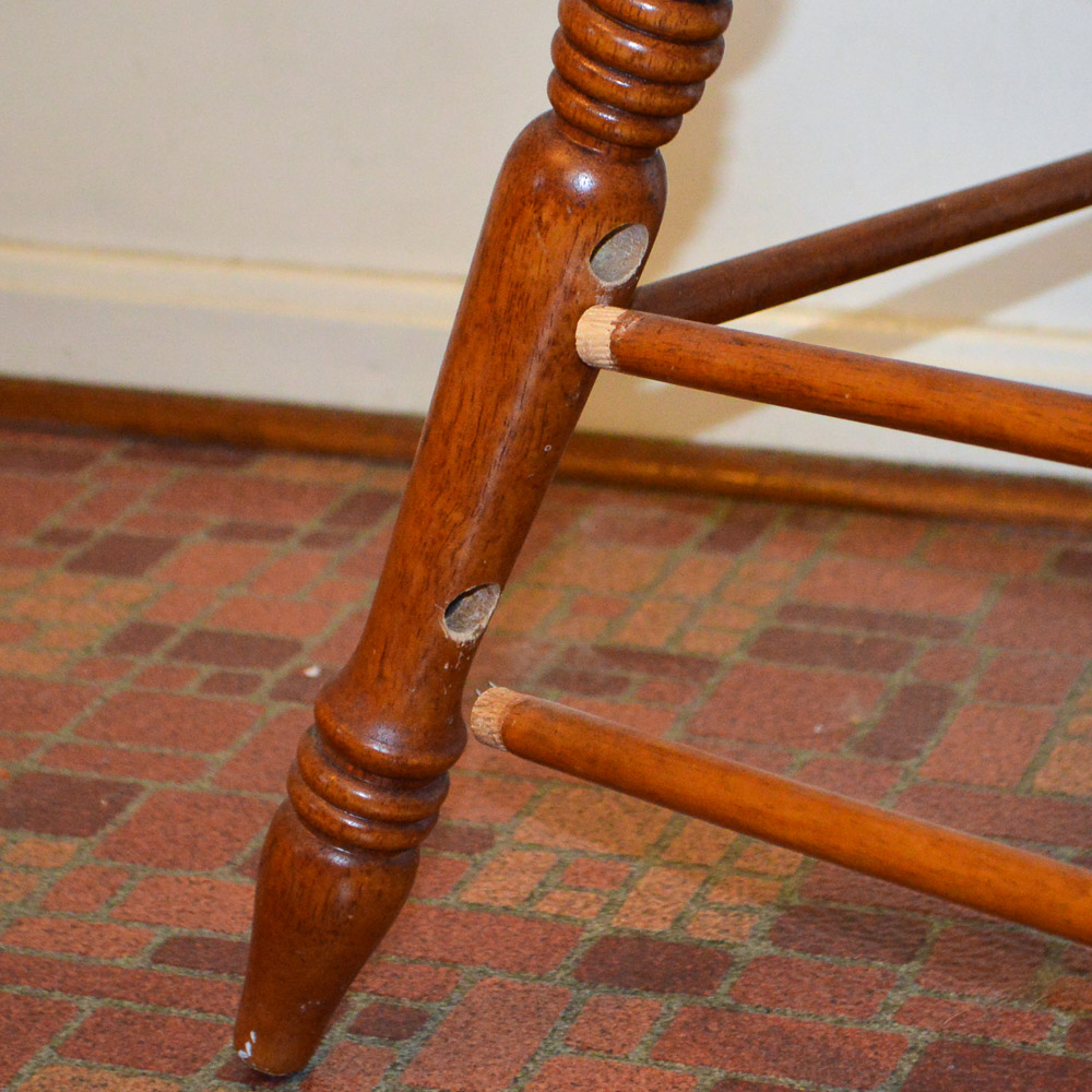 Contemporary Oak Dining Table and Six Pressed Back Chairs