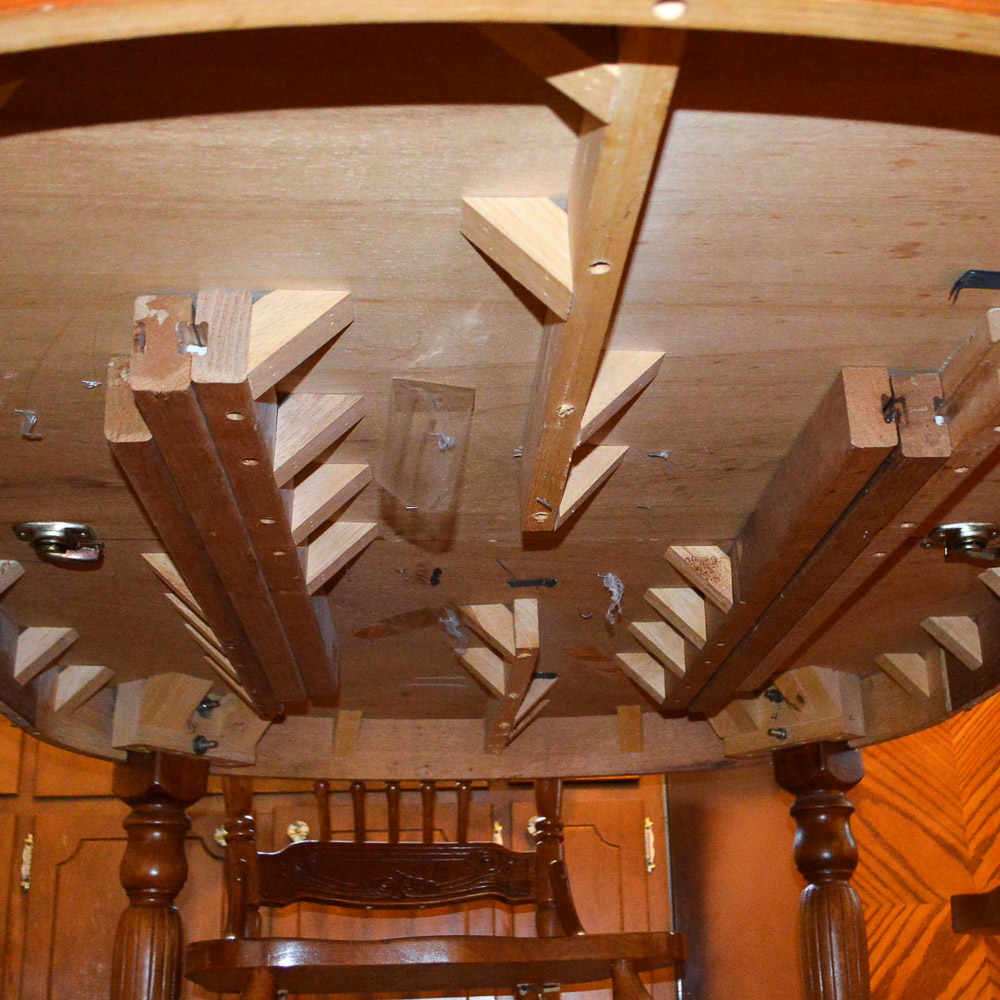 Contemporary Oak Dining Table and Six Pressed Back Chairs