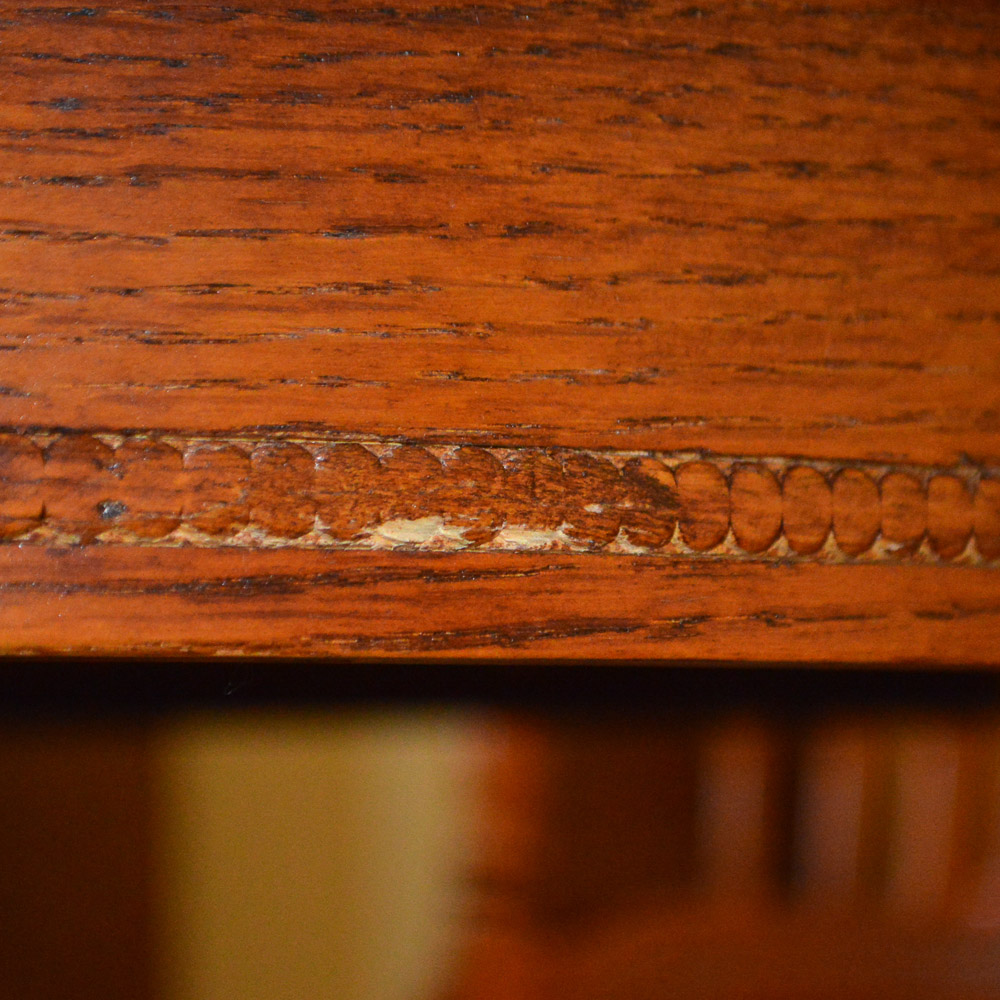 Contemporary Oak Dining Table and Six Pressed Back Chairs