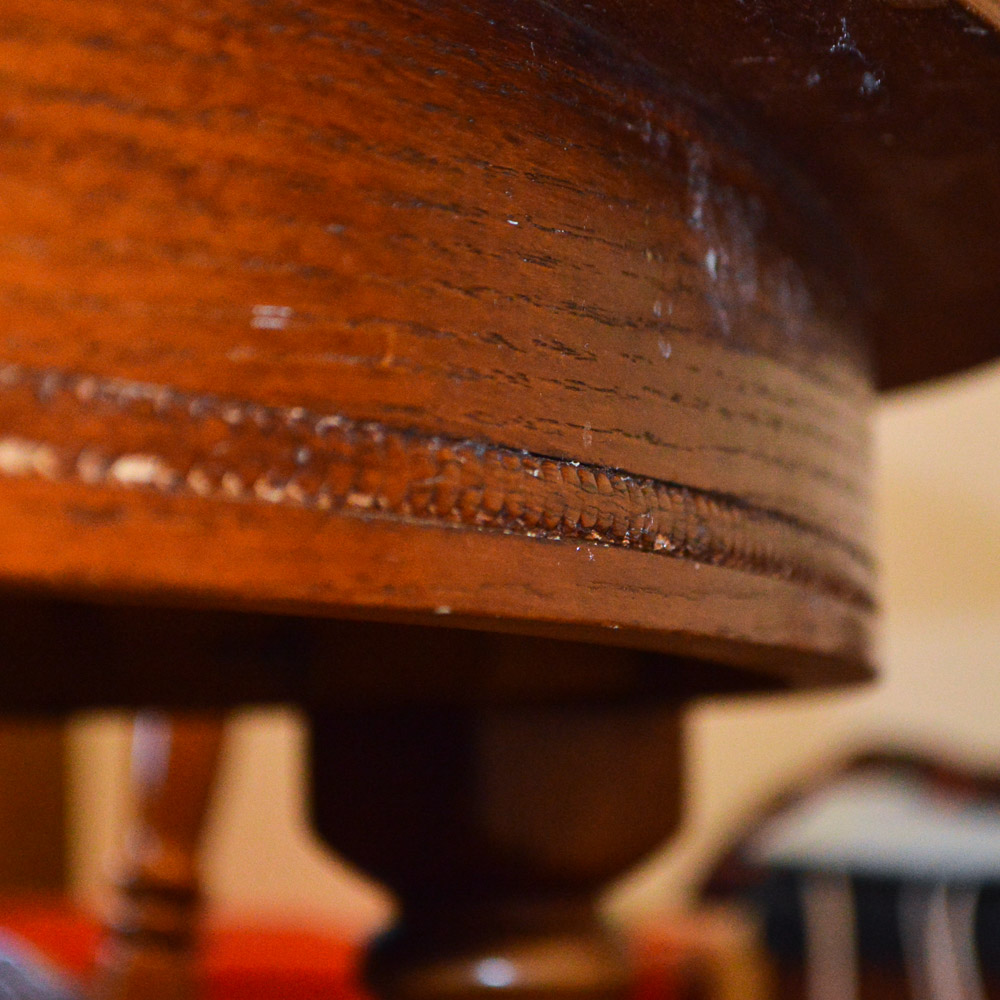 Contemporary Oak Dining Table and Six Pressed Back Chairs