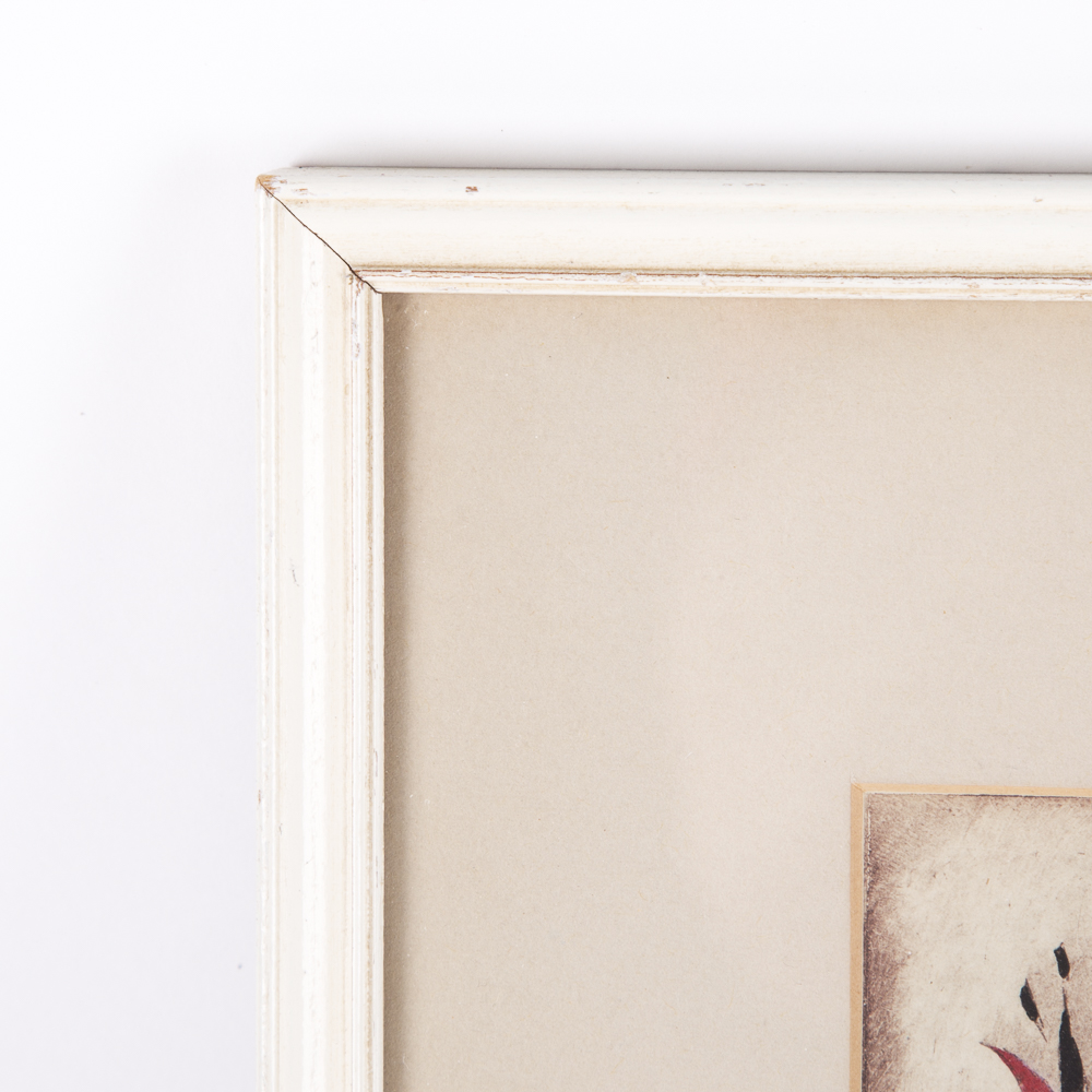 Painted Etching of Boy With White Goose