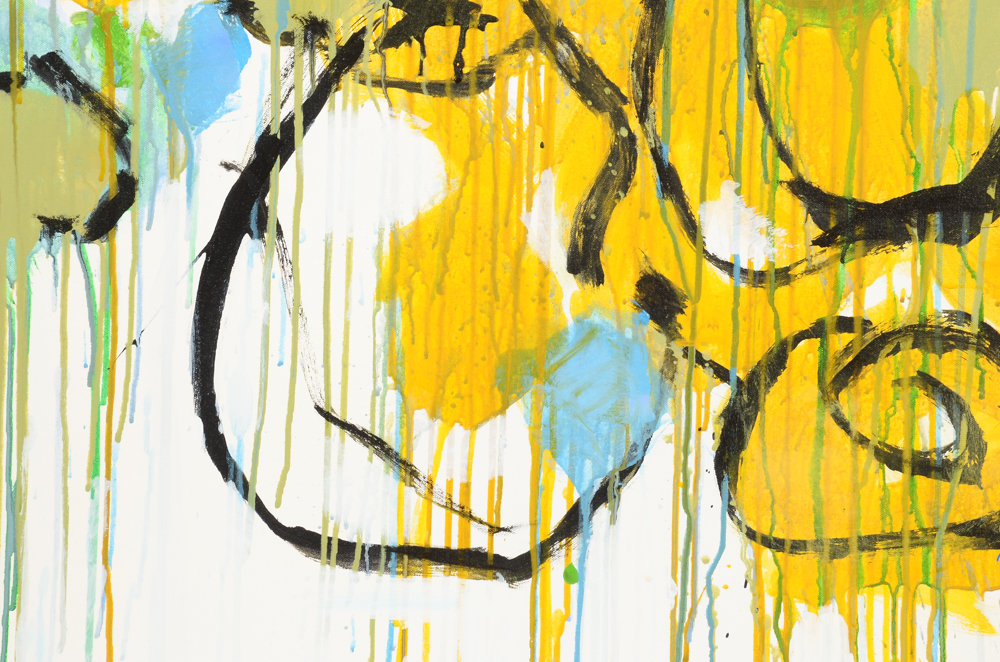 Robbie Kemper Original Abstract Acrylic on Canvas "Blue Yellow Green Black Circles"