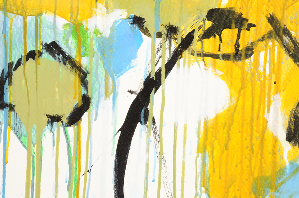 Robbie Kemper Original Abstract Acrylic on Canvas "Blue Yellow Green Black Circles"