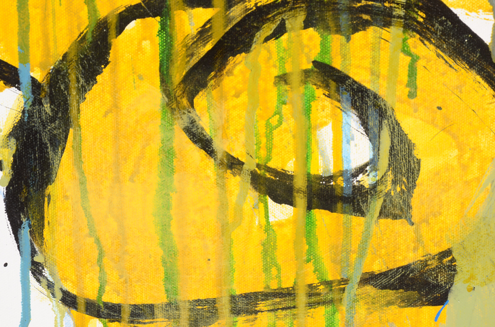 Robbie Kemper Original Abstract Acrylic on Canvas "Blue Yellow Green Black Circles"