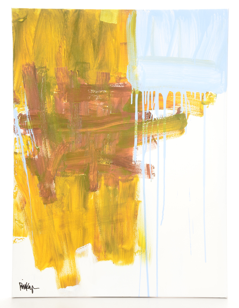 Robbie Kemper Original Abstract Acrylic on Canvas "Yellow, Blue"