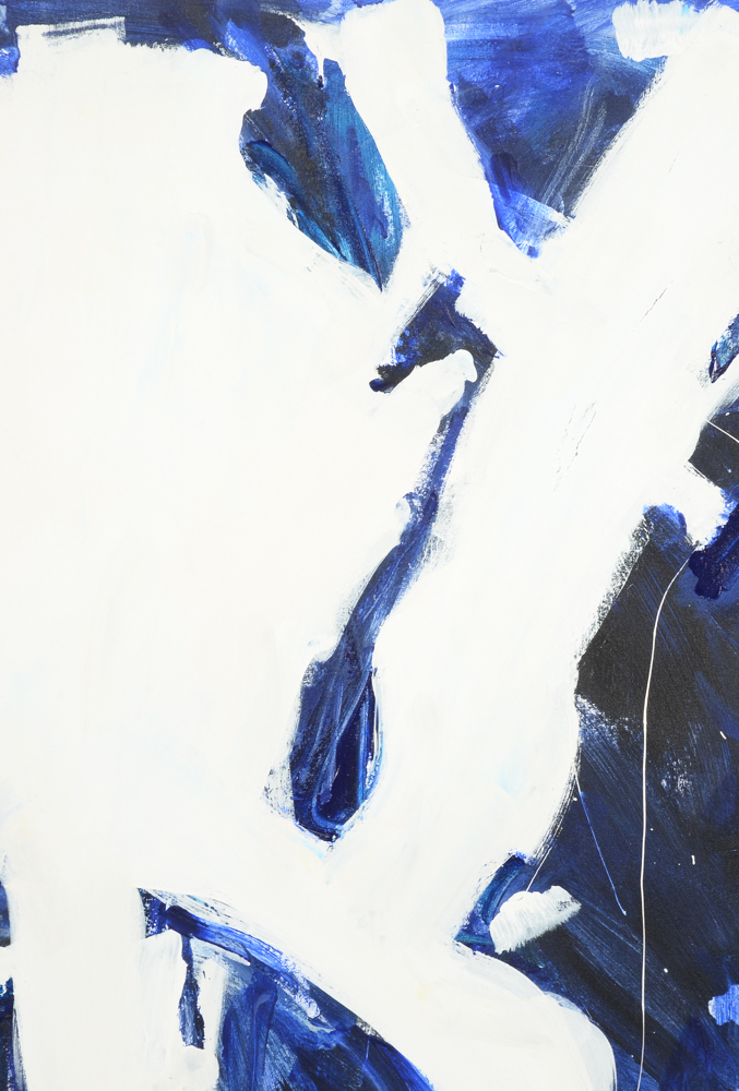 Robbie Kemper Original Abstract Acrylic on Canvas "White Marks in Blues"