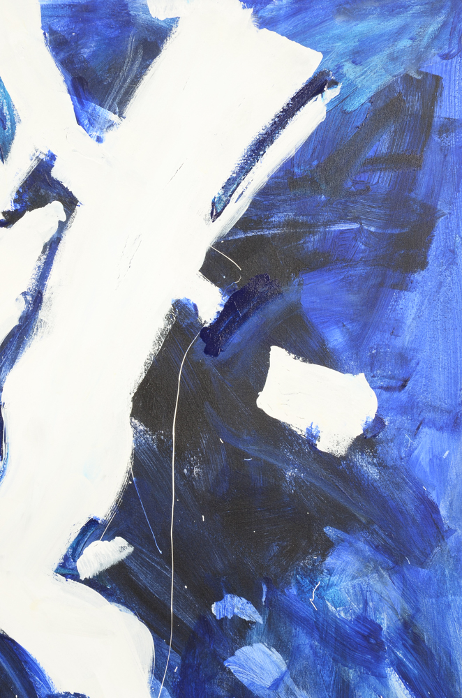 Robbie Kemper Original Abstract Acrylic on Canvas "White Marks in Blues"