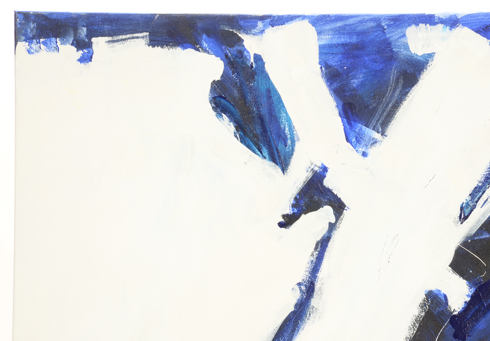 Robbie Kemper Original Abstract Acrylic on Canvas "White Marks in Blues"
