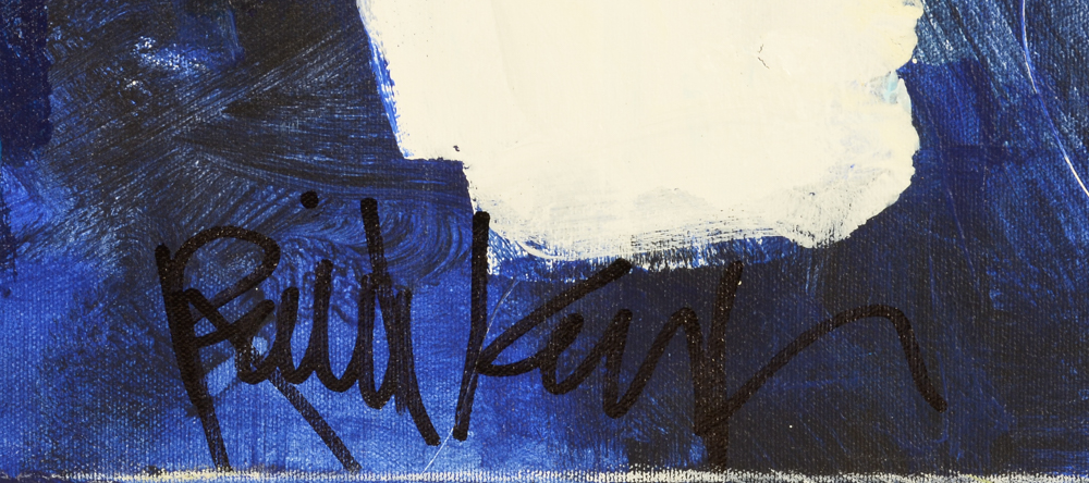 Robbie Kemper Original Abstract Acrylic on Canvas "White Marks in Blues"