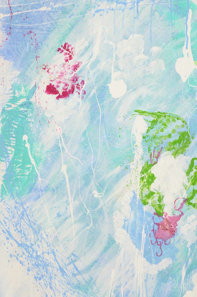 Robbie Kemper Original Abstract Acrylic on Canvas "Blue and White Drizzle"