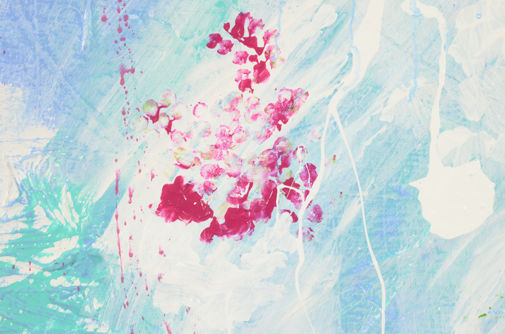 Robbie Kemper Original Abstract Acrylic on Canvas "Blue and White Drizzle"