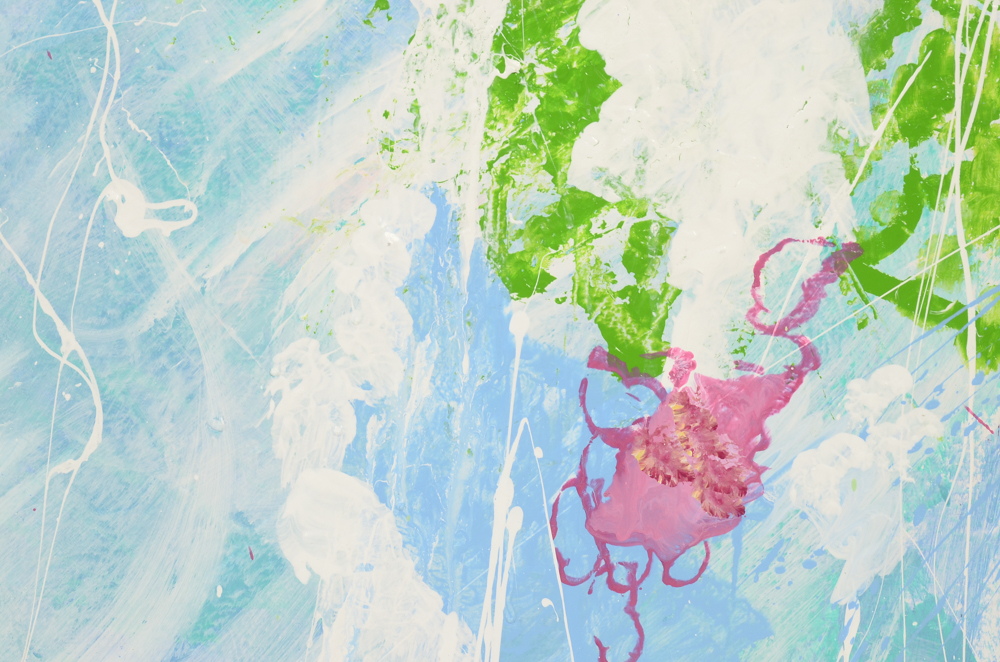 Robbie Kemper Original Abstract Acrylic on Canvas "Blue and White Drizzle"